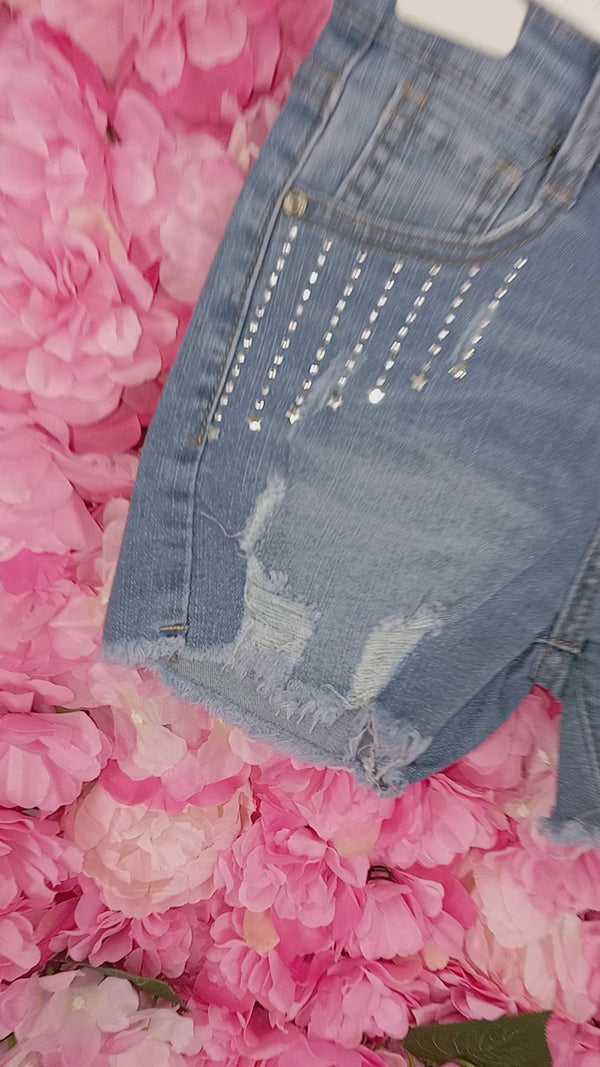 Pantaloncino jeans cristal